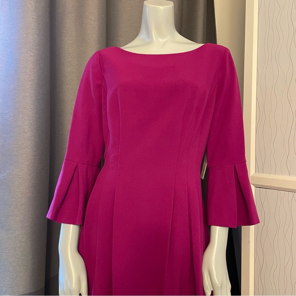 Beautiful deep fuchsia Eliza J dress with pleat detailing size 12 NWT - Picture 2 of 10